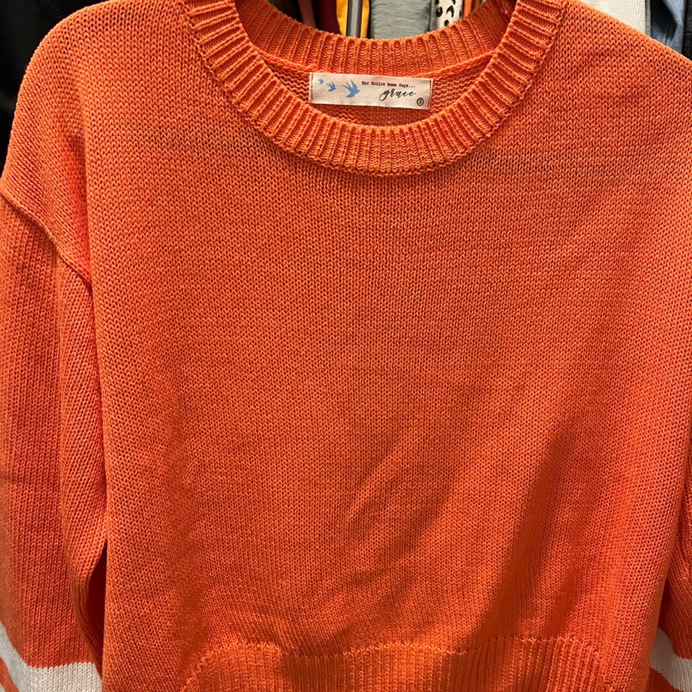 Grace Vibrant Orange Crew Neck Sweater